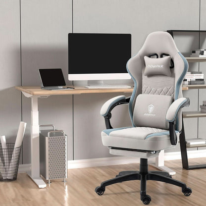 Grey Gaming Chair With Pocket Spring Cushion And Gel Pad