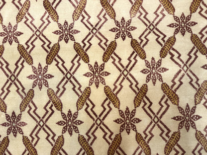 Tibetan Rug 8x10, Wool with Silk Highlights, Beige and Maroon, Contemporary Carpet