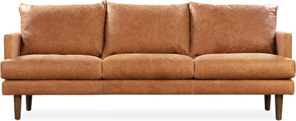 Girona 88 Inch Leather Sofa Cognac Tan With Tufted Back