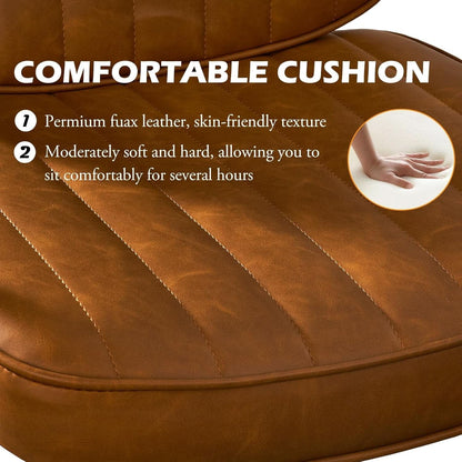 Brown Desk Chair With Wheels And Armrests Adjustable