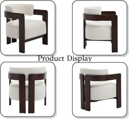 Barrel Accent Chairs White Upholstered Pair Lounge