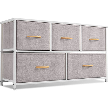 Light Gray 5 Drawer Dresser Tower Unit Small Size Modern