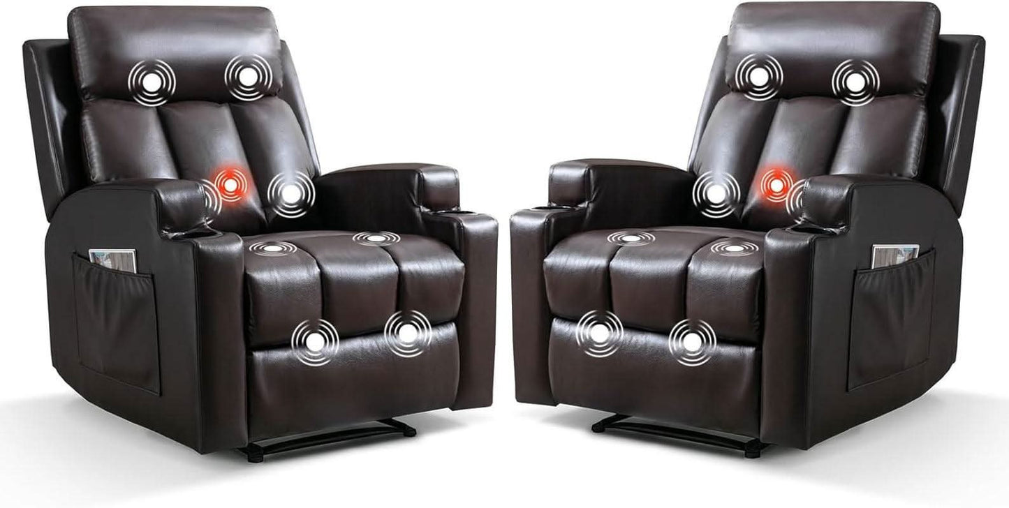 Brown UltraSoft Fabric Manual Recliner With Plush Arms