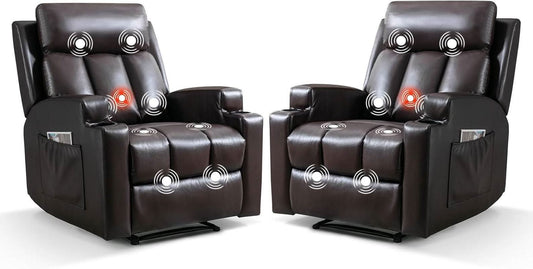 Brown UltraSoft Fabric Manual Recliner With Plush Arms