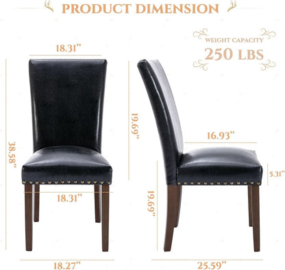 Parsons Dining Chairs Set Of 4 Black Upholstered Nailhead Trim