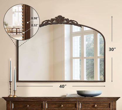 Bronze Vintage Baroque Mirror 40 By 30 Inch Arch Wall Mount