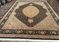 Sino Persian Rug 8x10, Herati Mahi Pattern, Fine 170 KPSI, Black, Wool and Silk Highlights