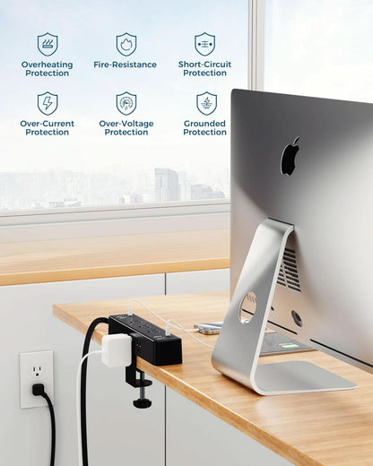 Desk Clamp Power Strip With 17-in-1 Hub And 40W Fast Charge