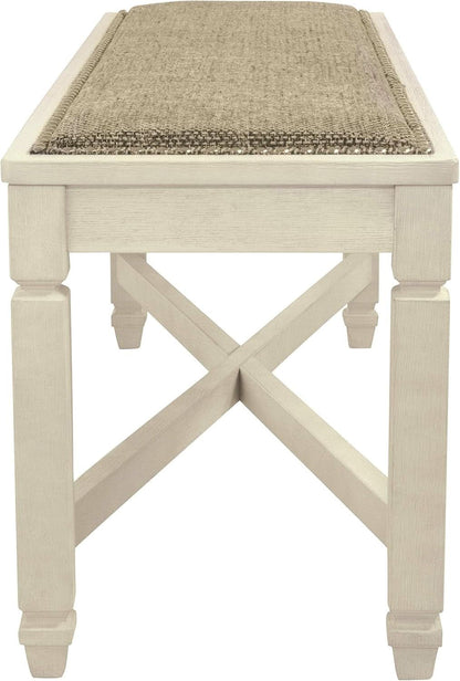 Bolanburg Upholstered Dining Bench Antique White Finish
