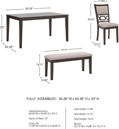 Cherry Brown Transitional Table Set Cushioned Chairs