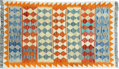 Small Chobi Kilim Rug 3x4 Colorful Diamond Kilim Small Turkish Multicolor Kilim with Diamond Pattern Wool Flatweave Nice