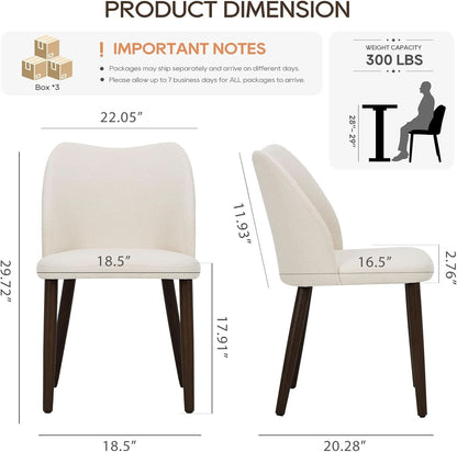Beige Upholstered Dining Chairs With Wood Legs Set Of 6