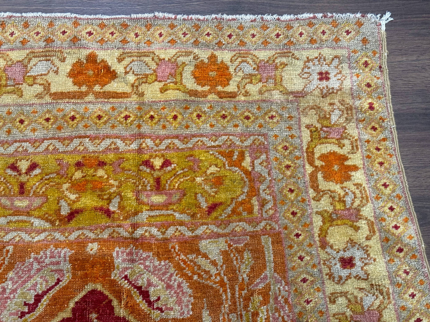 Antique Turkish Prayer Rug 4x6, Red and Golden Mustard, Mihrab Design, Anatolian Carpet