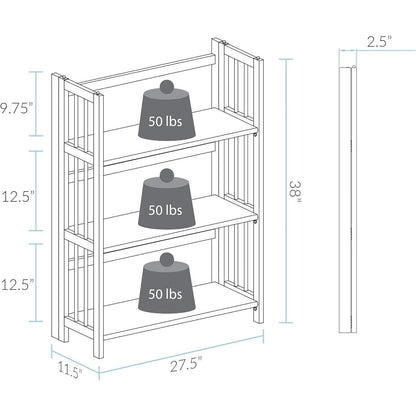 3 Shelf Stackable 27.5 Inch Wide Chestnut Fold Bookcase