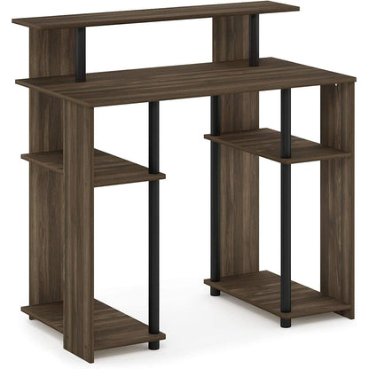 Walnut Black Writing Desk With Shelves And Printer