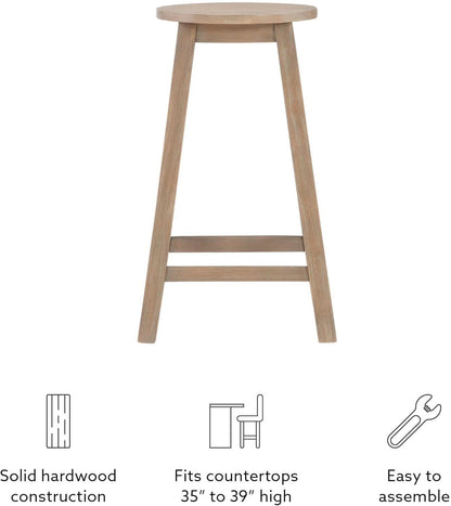 Zeke Grey Wash 24 Inch Counter Stool Round Seat Modern