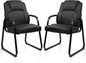 Black Leather Guest Chair 2 Pack With Padded Armrests