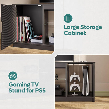 LED TV Stand 55 60 65 Inch With Adjustable Glass Shelves
