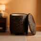 Espresso Handwoven Water Hyacinth Seventeen Inch Ottoman