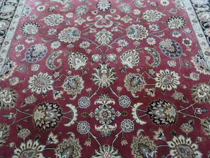 6' X 9' Vintage Handmade Fine India Floral Oriental Silk Accent Wool Rug Carpet