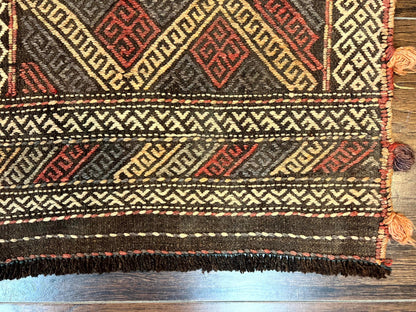 Tribal Runner Rug 2x8, Pakistani Turkoman Runner, Wool Handmade Vintage Rug