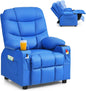 Blue Kids Recliner Chair With Cup Holder And Footrest