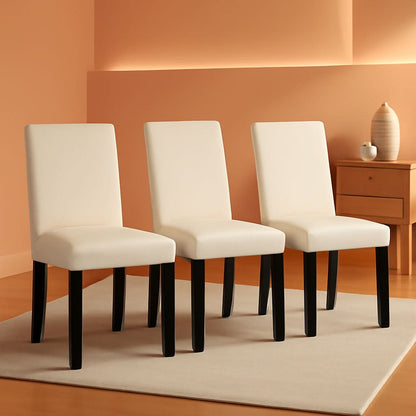 Beige Upholstered Dining Chairs Set Of 4 Modern Fabric