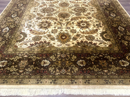 Indo Persian Mahal Rug 8x10, Floral Traditional Wool Oriental Carpet