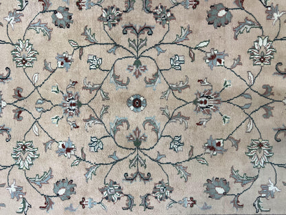 Indo Persian Rug 6x9, Handmade Vintage Wool Carpet, Floral Allover