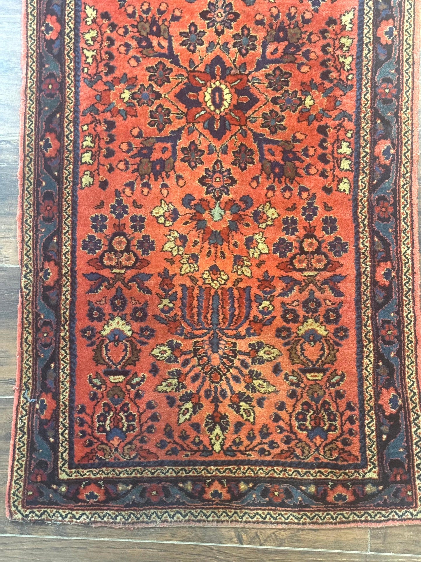 Antique Persian Sarouk Rug 2x4, Red, Fine 260 KPSI