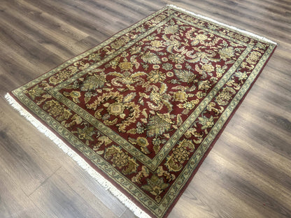Indo Persian Mahal Rug 4x6, Floral Allover Pattern, Maroon
