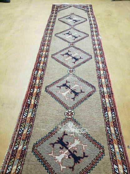 2'4" X 11' Antique Handmade Turkish Wool Rug Runner Carpet Camel Hair Nice