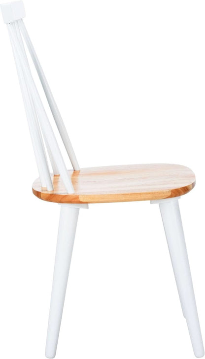 Farmhouse Spindle Back Side Chair White Natural Dining Room