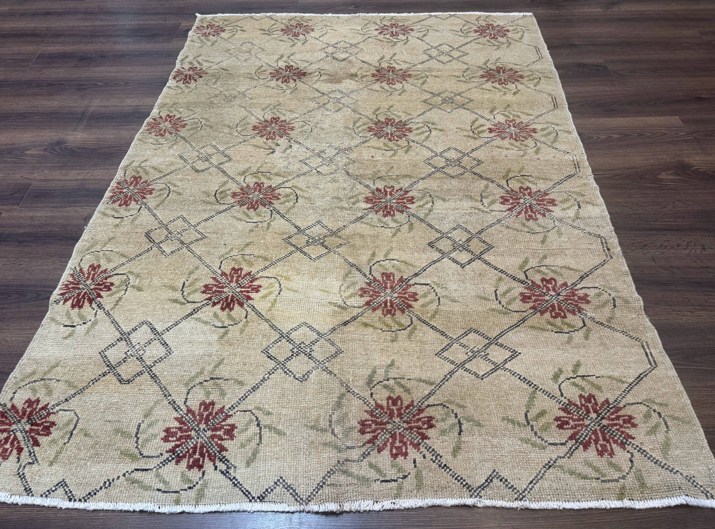 Turkish Rug 5x6, Oushak Carpet, Beige