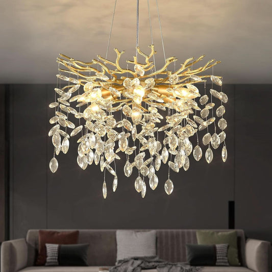 Gold Crystal Tree Branch Chandelier 18 Inch K9 Crystals