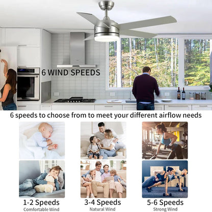 52 Inch Brushed Nickel Ceiling Fan With Remote Control