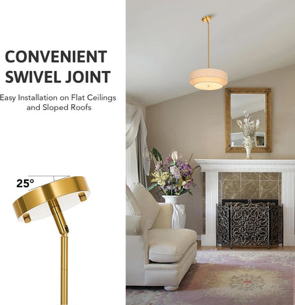 4 Light Drum Chandelier 18 Inch Antique Brass Pendant Light