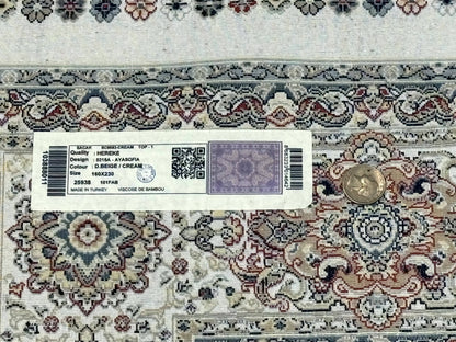 Turkish Silk Rug 5 x 7.6, Dome Design, Bamboo Silk, New