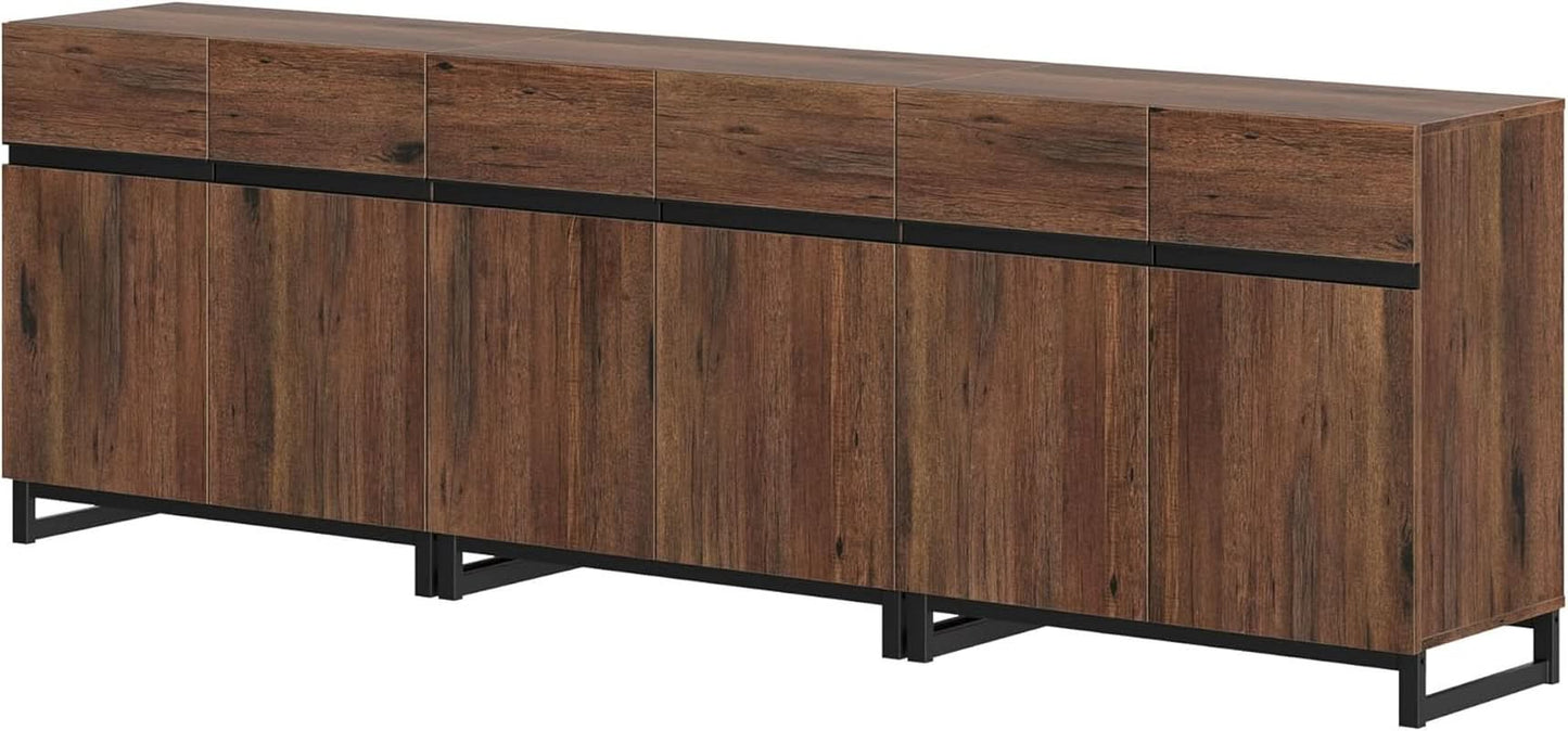 Brown 3 in 1 Sideboard Buffet Cabinet With Adjustable Shelf