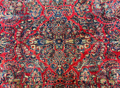Palace Size Persian Sarouk Rug 10x16, Rare Size, Red, Large Antique Persian Carpet