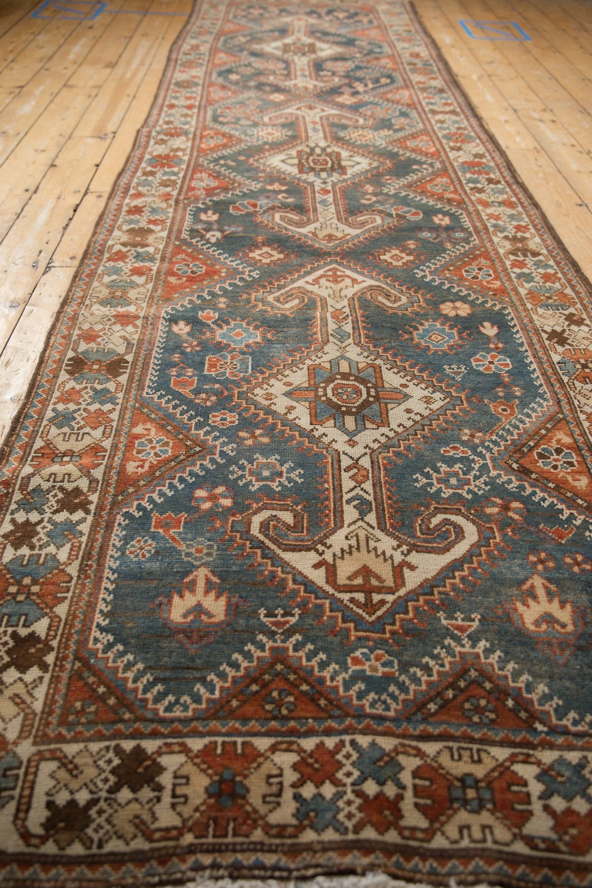 4x14 Vintage Distressed Hamadan Rug Runner