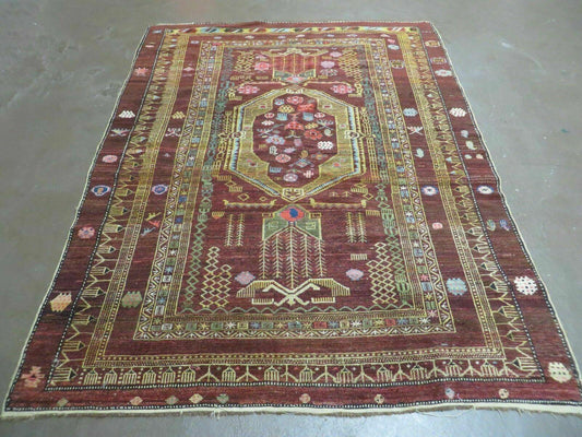4' X 6' Antique Handmade Caucasian Shirvan Russian Armenian Wool Rug Colorful