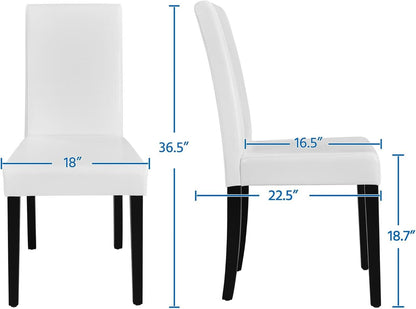 Dining Chair Set Of 4 White Faux Leather Parson Chairs