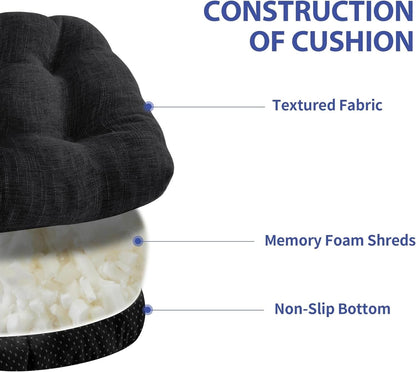 Chair Cushions 4 Pack Memory Foam With Non Slip Backing 15.5x15.5x4 Black