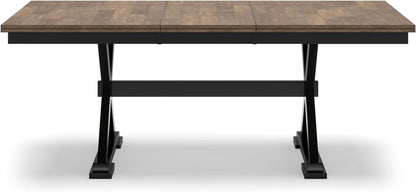 Farmhouse Dining Extension Table Butterfly Leaf 6-8 Seater Black And Dark Brown