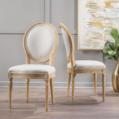 Phinnaeus Beige Polyester Fabric Dining Chairs Set Of 2