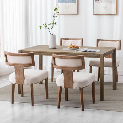 Mid Century Modern Armless Dining Chairs Beige Tone