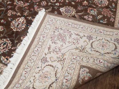 Vintage Pak-Persian Area Rug 9x12, Wool Hand-Knotted Spice Brown & Ivory Traditional Fine Oriental Carpet, Pakistani Carpet, 9 x 12 Fine Rug
