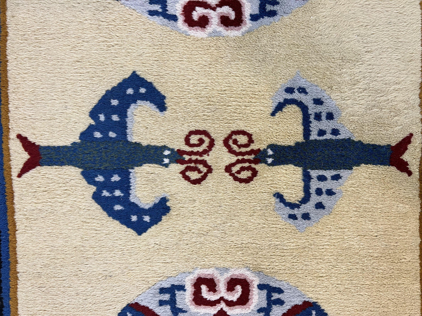 Chinese Rug 3x6 ft, Chinese Wool Rug, Tiensin Rug, Handmade Wool 3 x 6 Vintage Peking Rug, Art Deco Rug, Butterflies