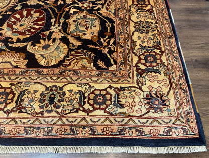 Pak Persian Bidjar Rug 10x13, Midnight Blue and Tan Pakistani Carpet